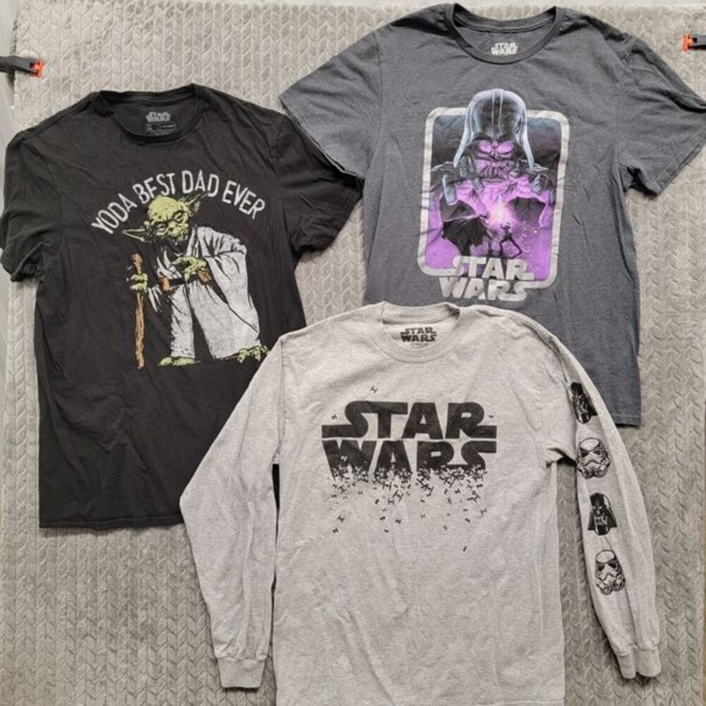 3 Shirts Star Wars Darth Vader Yoda‎ Mad Engine Size Medium Black Gray